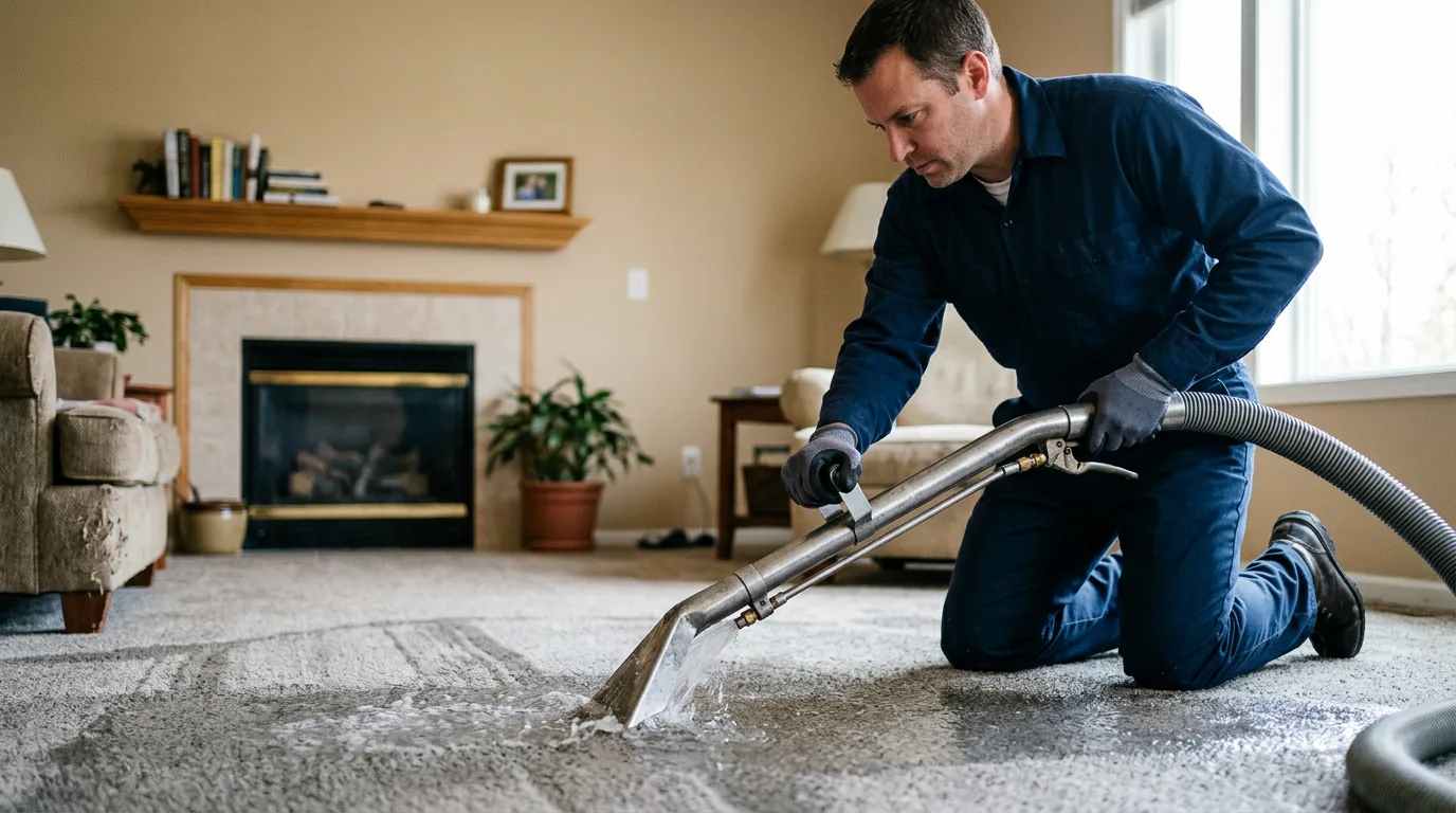 Water damage restoration technician working near Arnold, CA
